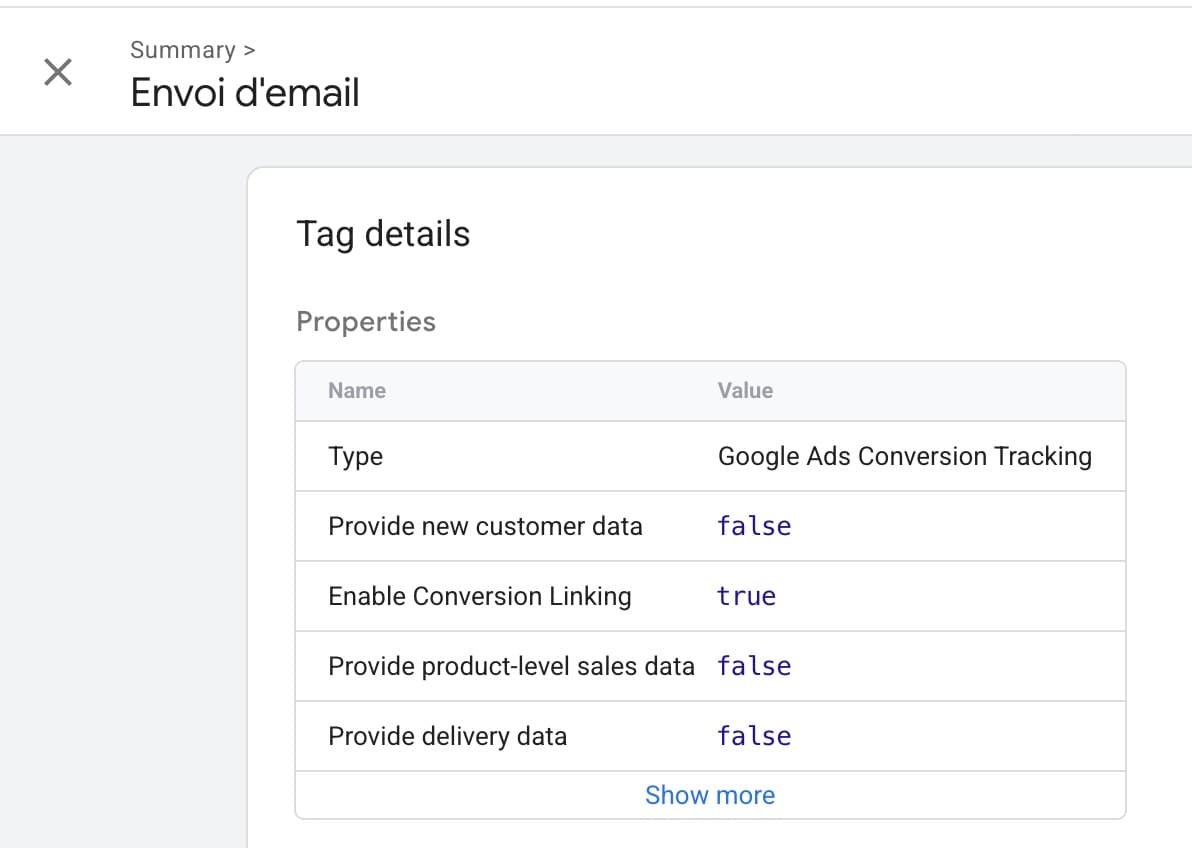 Obtenir l'identifiant de conversion