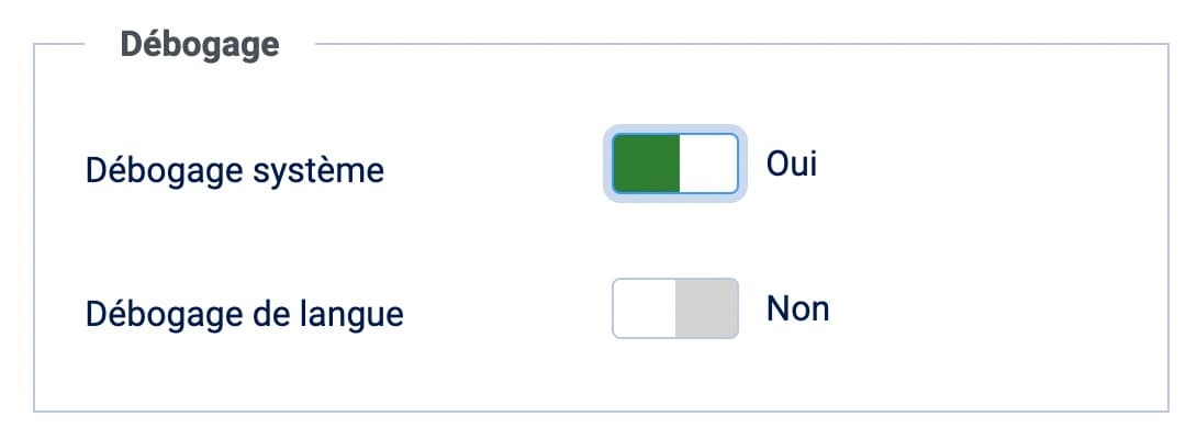 Mode débogage du CMS