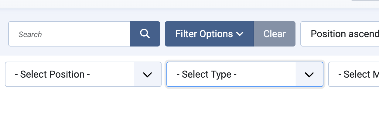 Filter modules by type, language or position