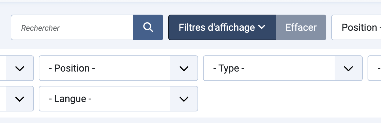 Filtrer les modules par lien de menu et position