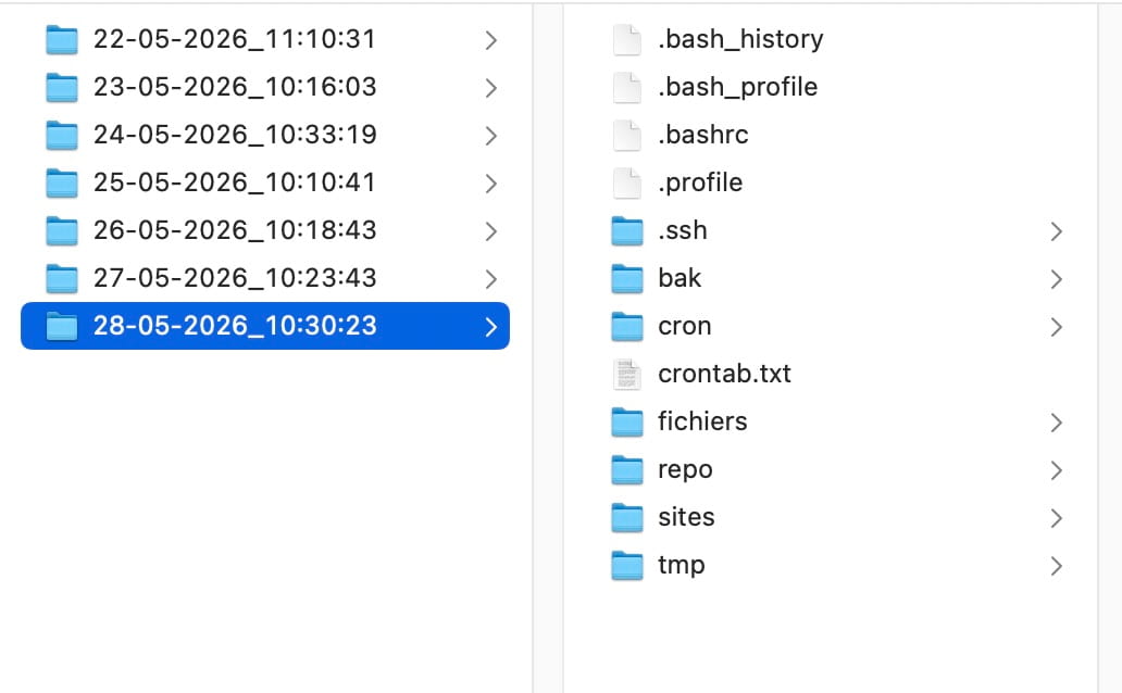 Sauvegardes accessibles par SFTP