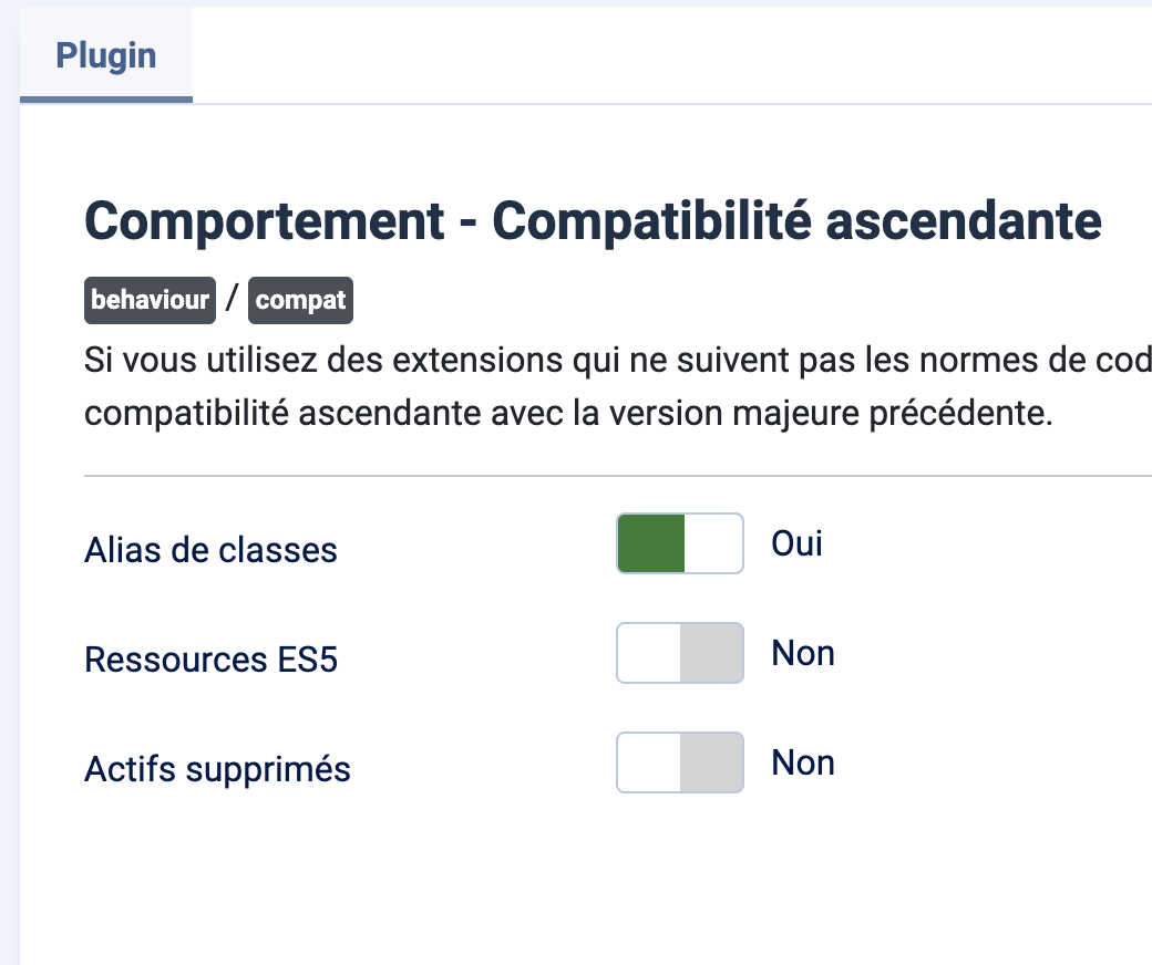 Plugin de compatibilité
