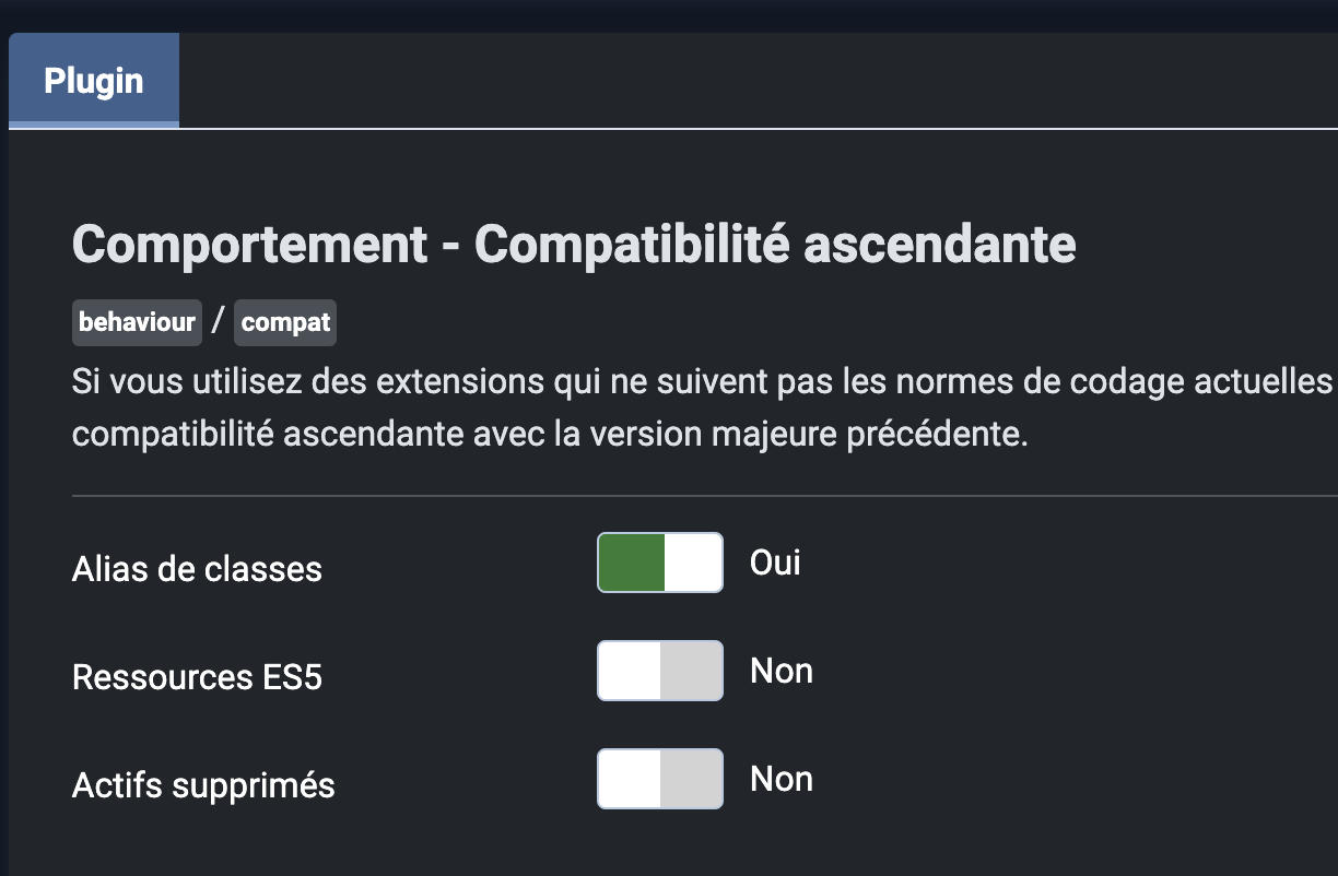 plugin de compatibilité