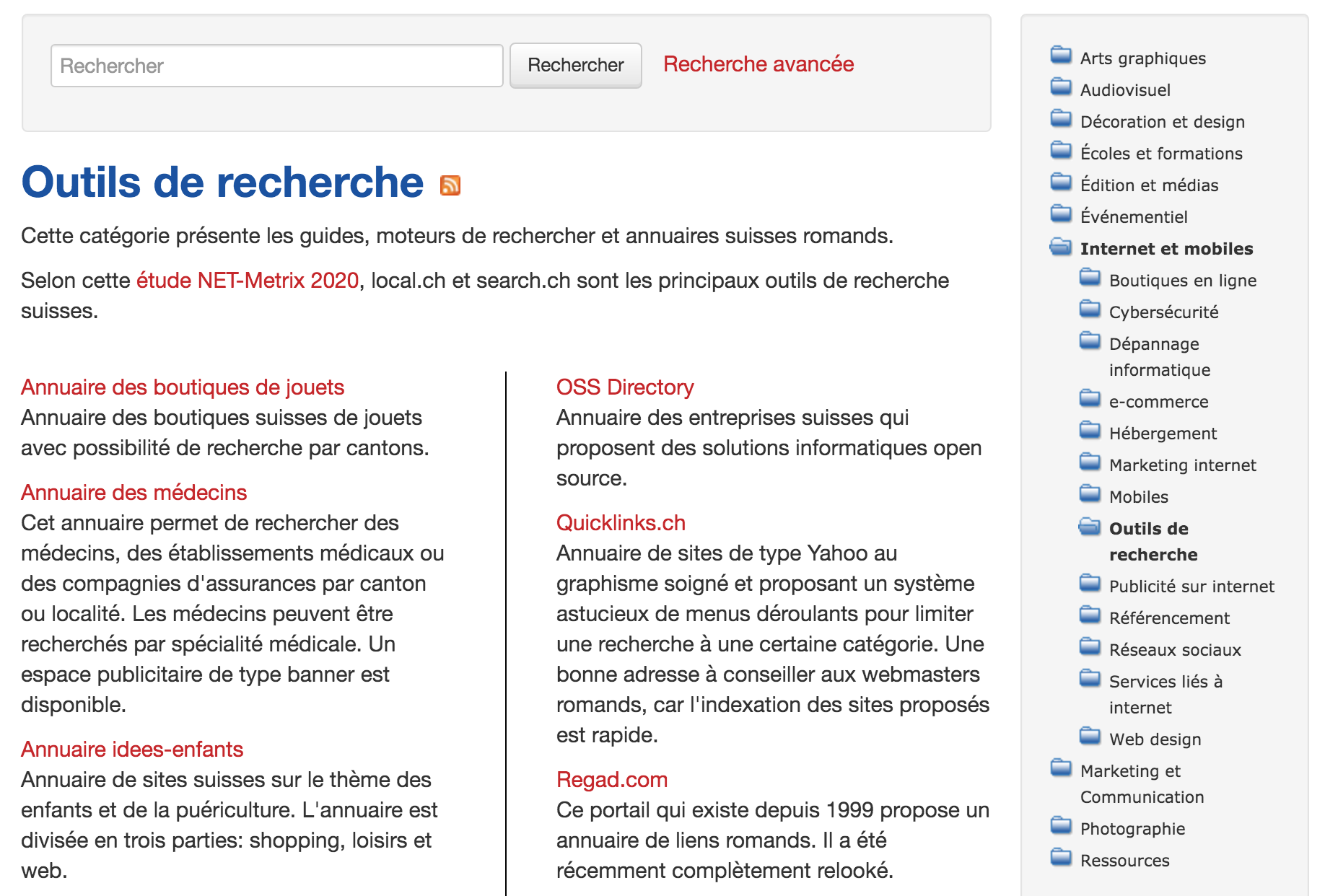 Guide des outils de recherche en Suisse romande