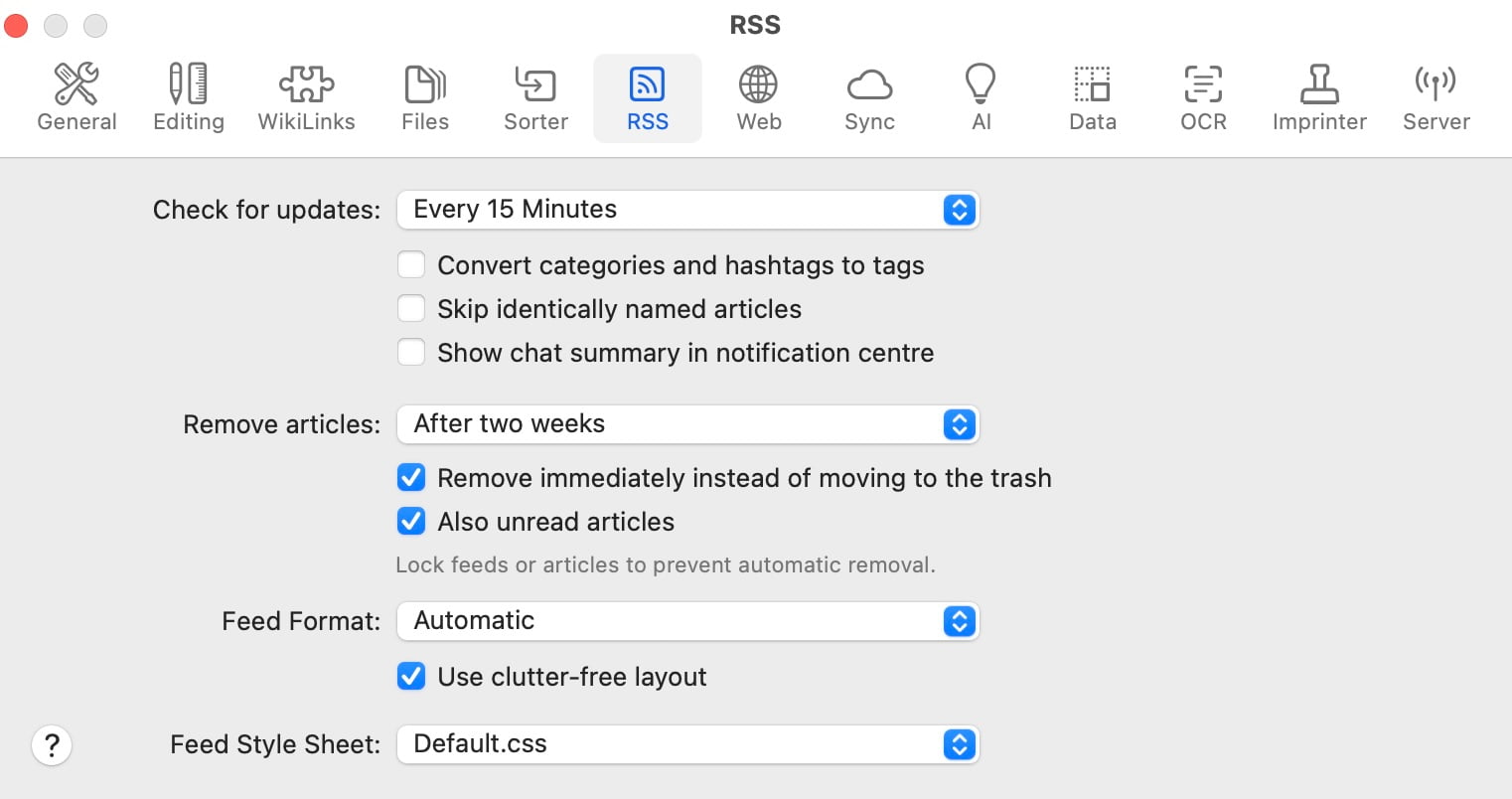 RSS Feed Preferences
